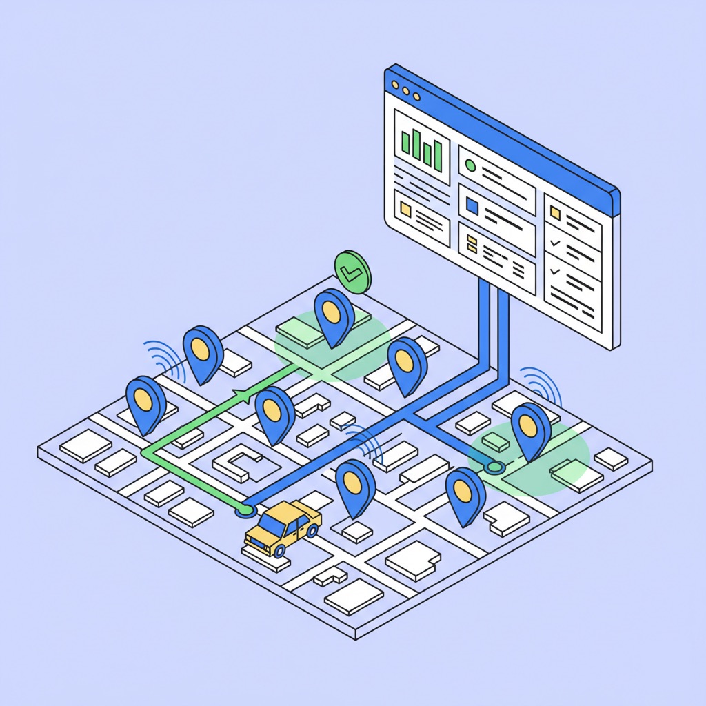 Geofences and customer locations illustration in MyCarTracks.