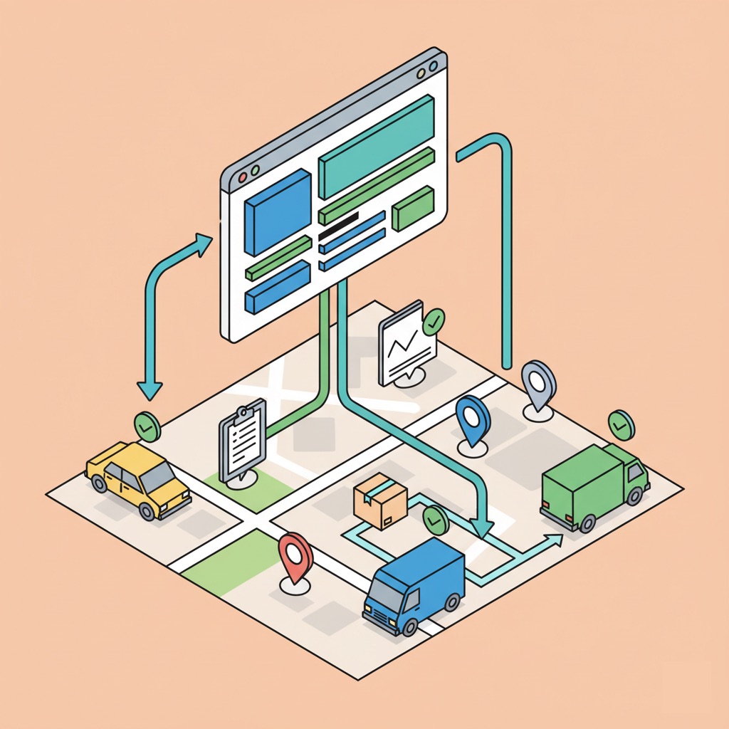 Job dispatch illustration in MyCarTracks.