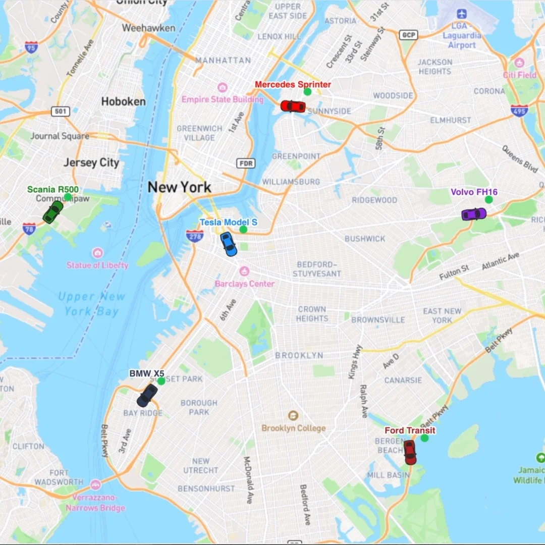 MyCarTracks live locations dashboard for vehicle tracking.