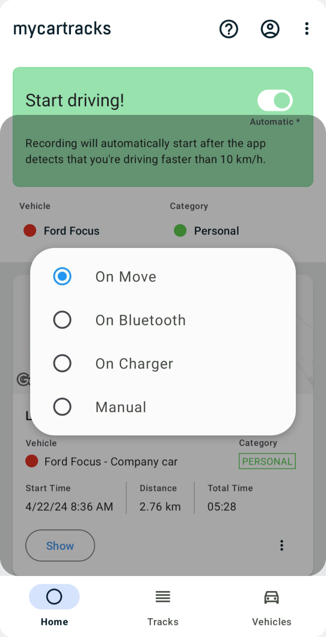 MyCarTracks Automatic Mileage tracker