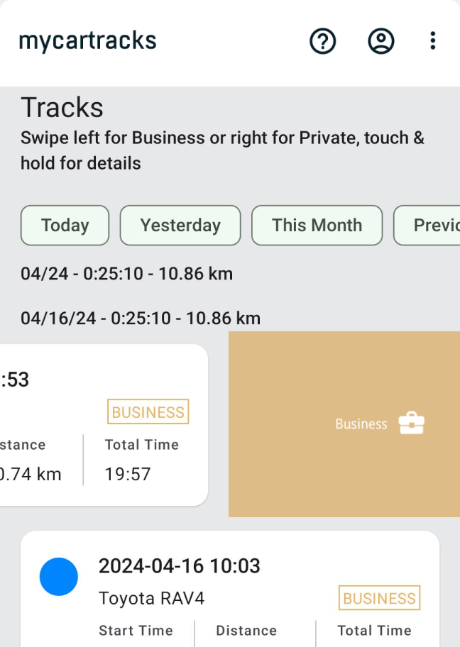 MyCarTracks track classification