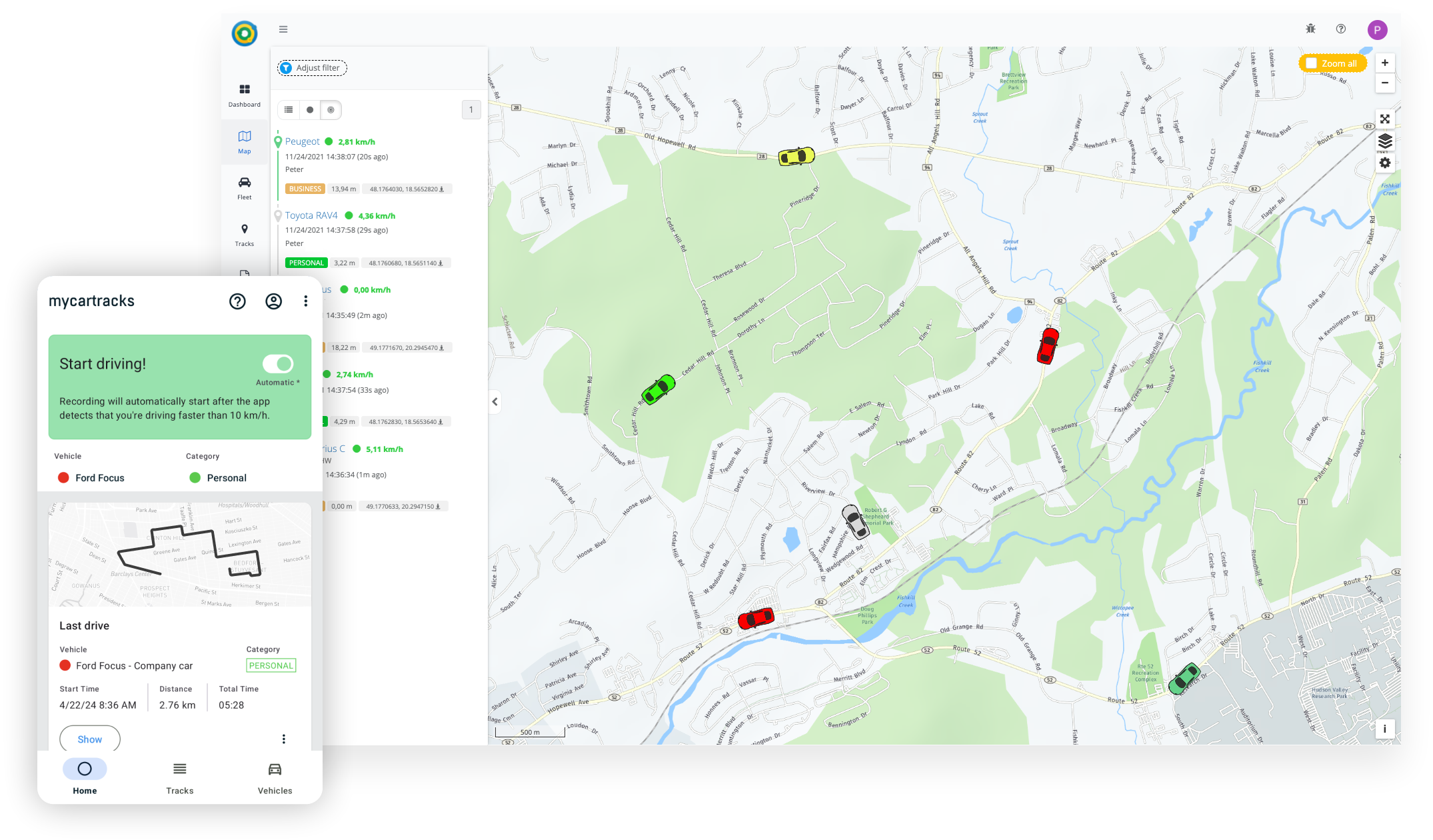 TrackA2B Car / Scooter GPS Tracker - Sécurité de la voiture - Pour le Web,  iOS et